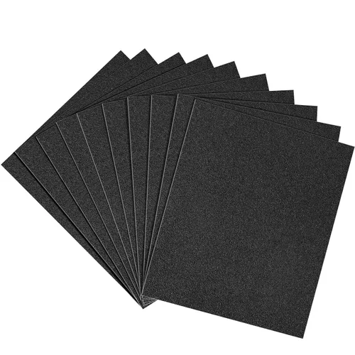 Miniatura 11 de Papel de lija de grano 120, hojas de lijado en seco y húmedo de 9 x 3.6 pulgadas para acabado de muebles de madera, lijado de metal y pulido