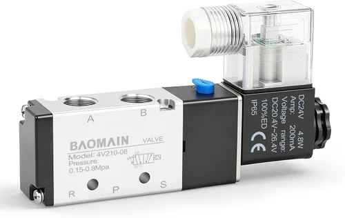 Miniatura 15 de Baomain Válvula electromagnética neumática de 1/4" 4V210-08 DC 24V 2 posiciones Base Quick Fittings con sistema de silenciador base
