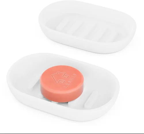 Miniatura 12 de Jaboneras para barra de jabón, soporte de jabón de baño blanco, soporte de jabonera de bambú para ducha de baño, jabonera de lavabo de baño, bandeja