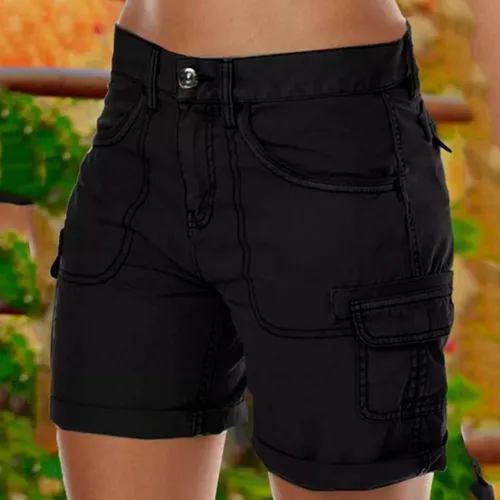 Miniatura 2 de Pantalones cortos de ajuste holgado para mujer, de cintura alta, casuales, deportivos, de cintura alta, pantalones cargo para mujer, pantalones