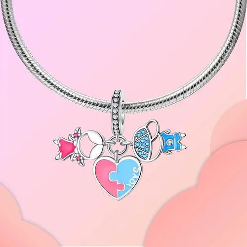 Miniatura 71 de LUXILLA Abalorio de plata de ley 925 para madre, hija, abuela, para familia, amor, madre, hija, abuela, para pulseras, collares, dijes, abalorios