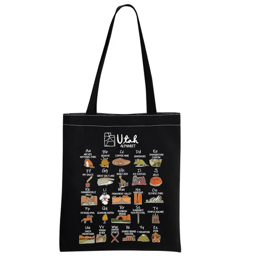 MNIGIU Utah Tote - Bolsa de hombro de regalo de boda del estado - Reutilizable, Bolso tote negro Utah, Grande