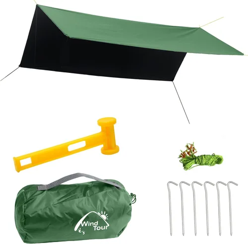 Miniatura 9 de Wind Tour Tienda de campaña multifuncional portátil, huella, toldo de viaje, mosca de lluvia, refugio impermeable, lona de campamento al aire libre