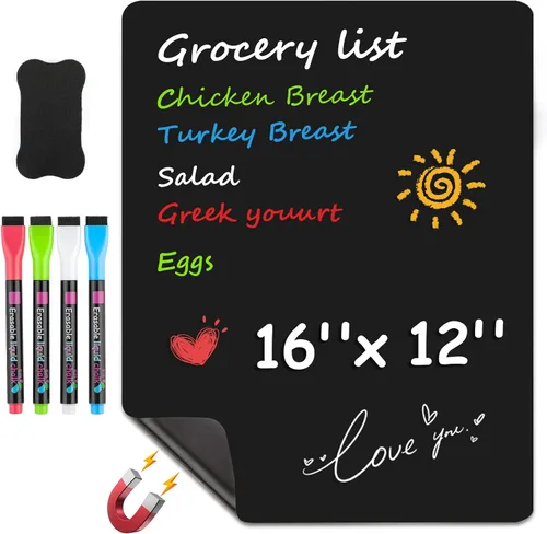 Miniatura 10 de MaxGear Pequeña hoja magnética de borrado en seco para refrigerador, pizarra blanca de nevera para cocina, organizador y planificador de pizarra