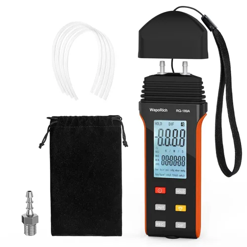 Medidor de presión de gas Manometer HVAC, medidor de presión de aire manómetro de doble puerto WapoRich ±13.79Kpa/2.000Psi ±0.3% con 11 unidades