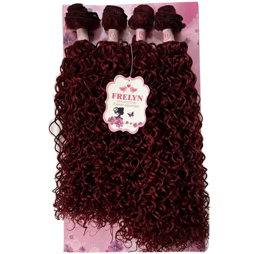 Miniatura 11 de FRELYN Rizado pelo rizado paquetes de armadura de pelo sintético paquetes 18 18 20 20 pulgadas 4 piezas/paquete color negro tejido rápido coser