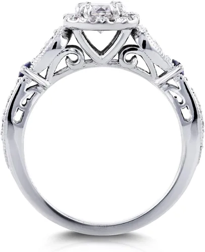 Miniatura 3 de Kobelli Anillo de compromiso de moissanita y zafiro de 1 quilate en oro blanco de 14 quilates