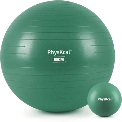 Miniatura 29 de PhysKcal Pelota de yoga para ejercicio, set de pilates, pelota de fitness de 4 tamaños para entrenamiento, parto, embarazo, terapia física - Bomba