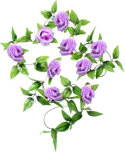 Miniatura 3 de Zhiheng Paquete de 4 vides de rosas artificiales de 7.8 pies con hojas verdes, flores falsas, plantas colgantes de jardín, guirnalda de vid