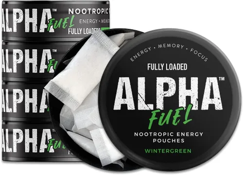 Bolsas Nootrópicas Alpha Fuel Completamente Cargadas (Wintergreen Fuel) - Bolsas de Energía Nootrópicas con Cafeína, Alpha GPC, Tirosina, Taurina,