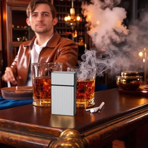 Miniatura 4 de Estuche de cigarrillos 2 unidades de 3.937 in tamaño King de 3.937 in (negro + plata) (negro + plata, 3.937 in)