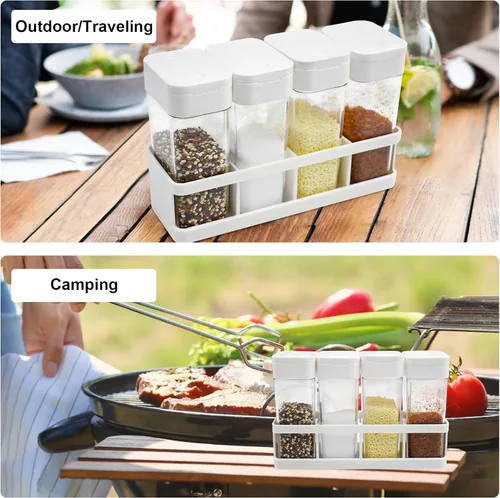 Miniatura 8 de Juego de coctelero de especias 4 en 1, contenedor de viaje para especias múltiples, recipientes de condimentos portátiles, recipientes de especias
