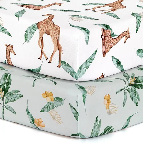 Miniatura 16 de Pack n Play Sheets, BROLEX 2 Pack Mini Crib Sheets,Stretchy Portable Fitted Playard Sheet Set, Convertible Playard Mattress Cover,Ultra Soft