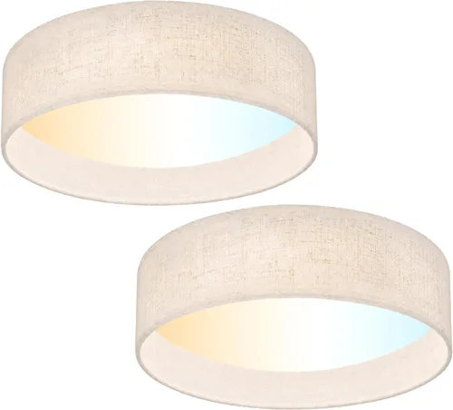 Miniatura 10 de Hamilyeah Lámpara de techo de montaje empotrado de 24W, lámpara de techo LED regulable con pantalla de tela beige de 5CCT, lámpara de techo
