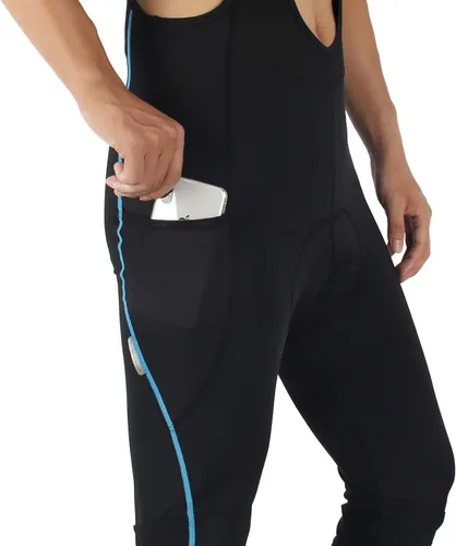 Miniatura 2 de Santic Mallas de ciclismo con peto para hombre, acolchadas, largas acolchadas con bolsillo