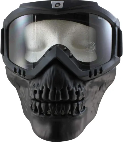 Miniatura 8 de Birdz Skullbird - Gafas protectoras acolchadas para motocicleta ATV, color negro, con cubrebocas