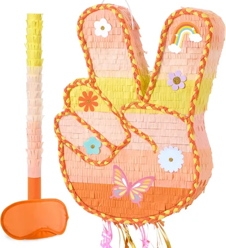 Miniatura 49 de WERNNSAI - Piñata de sirena plegable, piñata de cumpleaños con flecos que incluye cuerda para jalar, venda y bate. Decoraciones