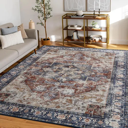 Miniatura 22 de RYB HOME Alfombra lavable para sala de estar, alfombra grande de 8 x 10 pies que no se desprende para dormitorio, alfombra de lana sintética ultra