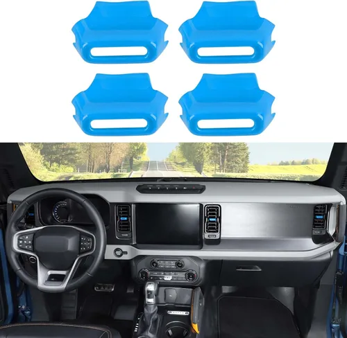 Miniatura 18 de Jimen Compatible con Ford Bronco 2021-2023, 4 piezas de cubierta de botón de ajuste de ventilación de aire de consola central (azul)
