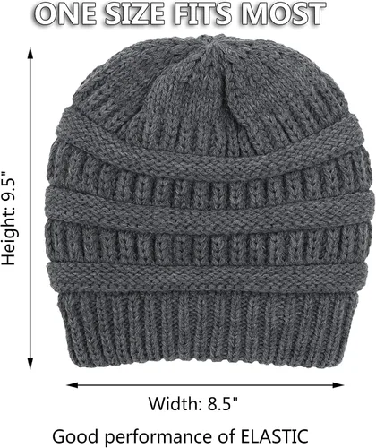 Miniatura 2 de Muryobao Gorro de punto cálido para mujer, de satén con forro de seda de punto, grueso y holgado