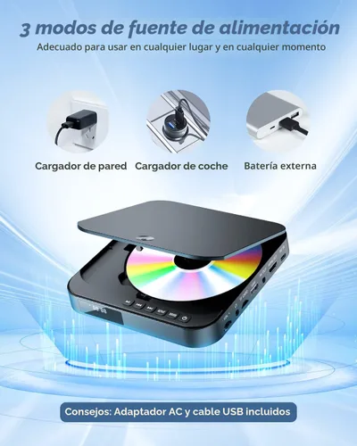 Miniatura 4 de Mini reproductor de DVD HDMI, DESOBRY 1080P HD pequeño y compacto para Smart TV con todas las regiones libres, reproductor de DVD y CD con salida