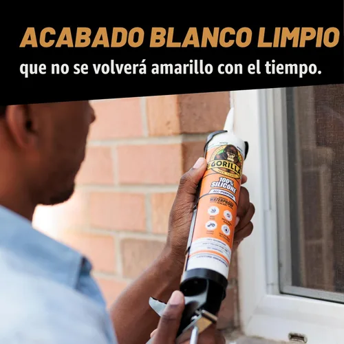 Miniatura 6 de Gorilla Sellador de silicona impermeable para calafatear y sellar, cartucho de 10 onzas (paquete de 1), sellador de calafateo blanco para cocina