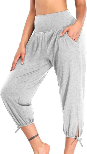 Miniatura 13 de Pantalones capri para mujer, estilo casual, de verano, elásticos, de cintura alta, pantalones de yoga, ajuste atlético, pantalones deportivos