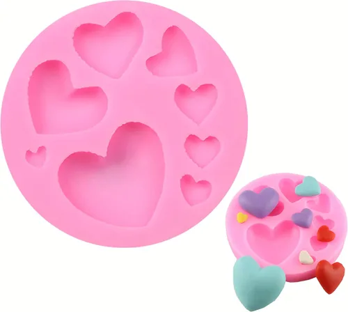 2 moldes de resina en forma de corazón de diferentes tamaños para decoración de galletas, joyas, pasteles, chocolate, pasteles, gelatina, pudín,