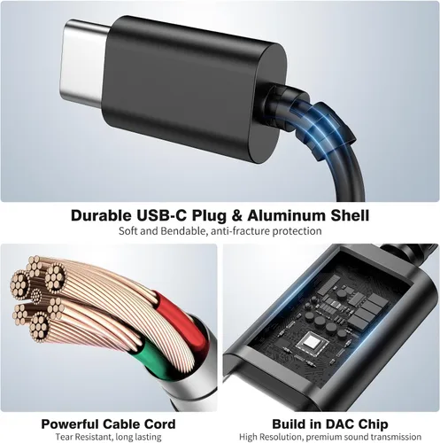 Miniatura 3 de Auriculares USB C con cable para Google Pixel 10 9 Pro para iPhone 17 16 15 Pro Max/iPad de 10ª generación para Galaxy S26 Tipo C Auriculares
