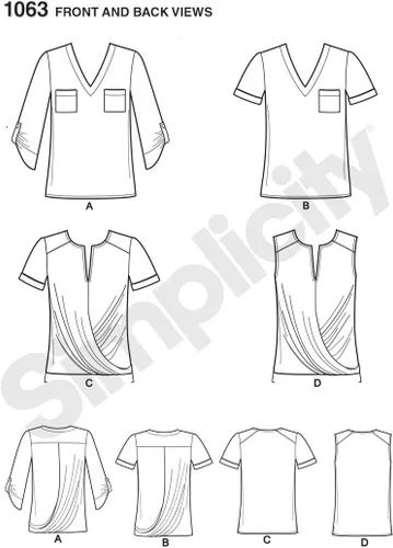 Miniatura 3 de SIMPLICITY 1063 - Plantilla de costura para tops de punto, talla U5 (16-18-20-22-24)
