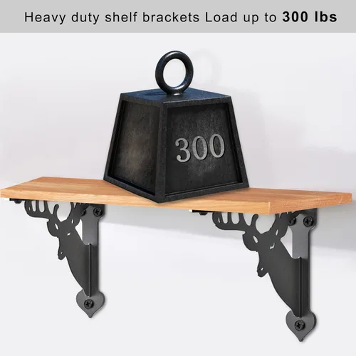 Miniatura 7 de SELEWARE Soportes de Estante de Servicio Pesado de 8 Pulgadas, Soportes de Estantes de Ciervo, Soportes Decorativos de Metal en L de Capacidad
