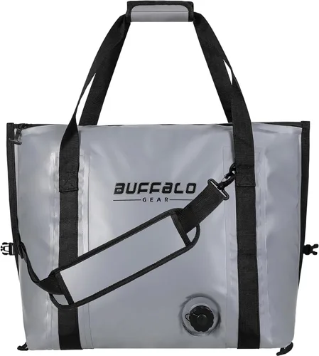 Buffalo Gear Enfriador de pescado aislado – Bolsa de fondo plano impermeable de 27.5 cuartos de galón, 58 cuartos de galón, a prueba de fugas y