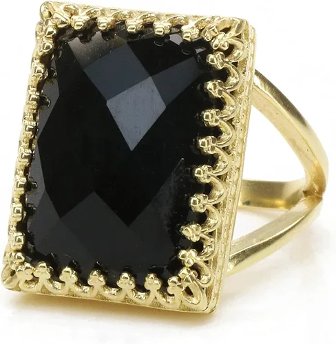 Anillos negros atemporales para mujer, 0.709 x 0.512 in, anillo de ónix negro con anillo relleno de oro de 14 quilates, joyería de ónix negro fino