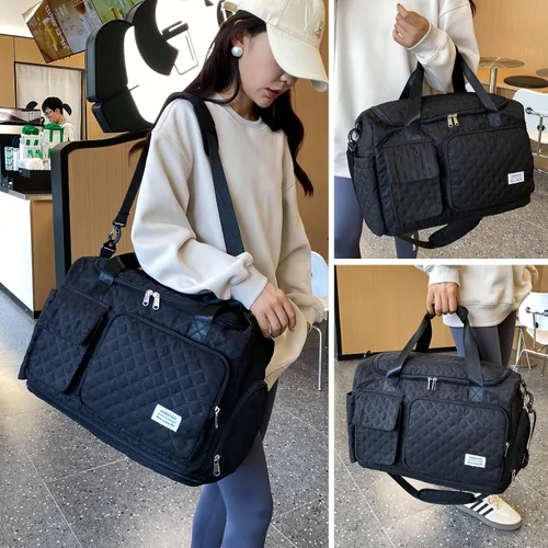 Miniatura 386 de Pequeña bolsa de gimnasio para mujer, bolsa de viaje con compartimento para zapatos