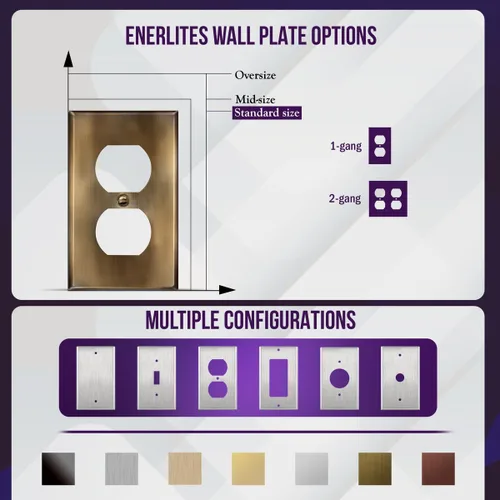 Miniatura 5 de ENERLITES Placa de pared de metal con salida dúplex para receptáculos, cubierta de salida de acero inoxidable, resistente a la corrosión