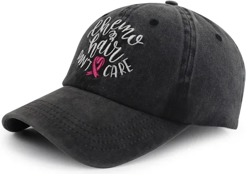 Miniatura 2 de Tbstlumd Chemo Hair Don't Care - Gorra de béisbol para mujer, divertida gorra de béisbol bordada ajustable de algodón rosa