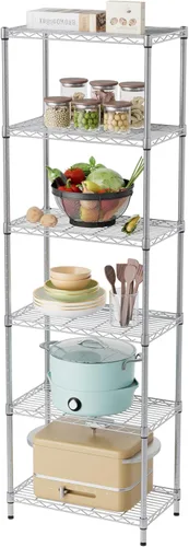 Miniatura 8 de SINGAYE - Estantería de alambre de 6 estantes, estante ajustable de metal para baño, organizadores y almacenamiento de alambre, armario, despensa