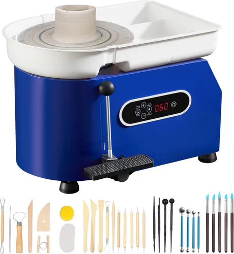 VEVOR Rueda de Alfarería de 11 pulgadas para Adultos Principiantes, Máquina Formadora de Rueda Cerámica de 450W con Pantalla Táctil LCD, Mango de