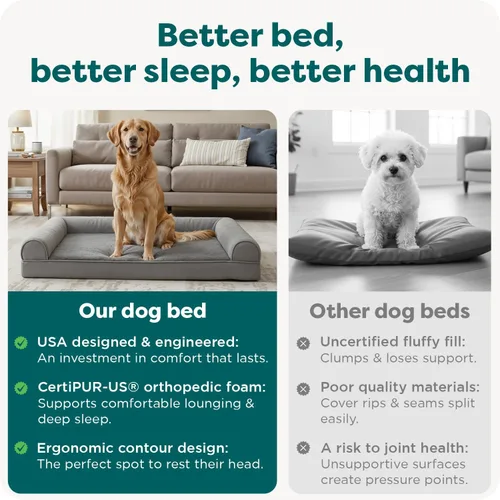 Miniatura 7 de Furhaven Cama ortopédica de espuma para perros, de pelo sintético y terciopelo, con diseño de caja de huevos, color salvia oscura, talla M Dark Sage