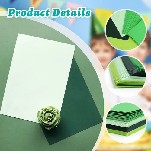 Miniatura 4 de Paquete de 24 cartulina verde de 8.5 x 11 pulgadas, papel de construcción verde, papel grueso para suministros de manualidades (mezcla verde)