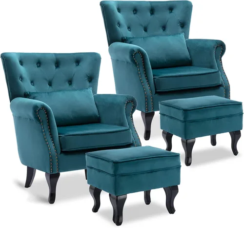 Miniatura 31 de LZAREAL Juego de 2 Sillones de Lectura Accent con Brazos para Sala de Estar, Dormitorio, Sillón de Esquina Cómodo Moderno de Mediados de Siglo, rosa