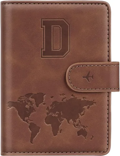 Miniatura 14 de Funda para Pasaporte Personalizada con Letra de la A a la Z, Billetera de Viaje con Bloqueo RFID, Funda para Pasaporte, Estuche para Pasaporte