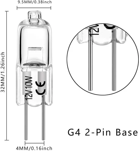 Miniatura 2 de BOGAO Bombilla halógena G4 T3 de 10 W, 120 lm, bombilla G4 bi-pin AC/DC12 voltios para luz de disco debajo del gabinete, candelabros, iluminación