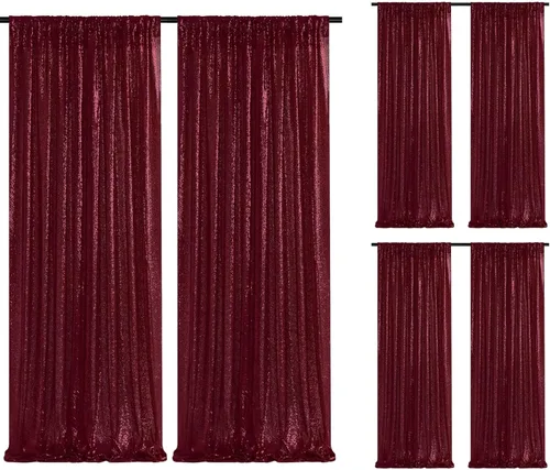 Miniatura 72 de Cortinas de fondo de lentejuelas rosas de 2 piezas, 2 pies x 8 pies, fondo de fotografía, cortina para fiestas con purpurina, fondo de boda, tela