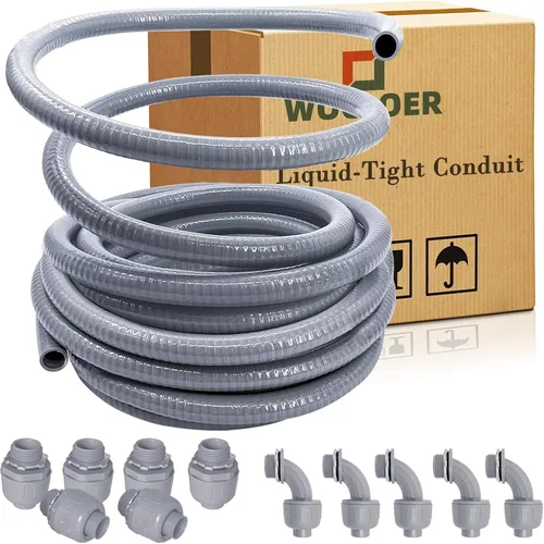 Miniatura 15 de Conducto hermético a líquidos de 1 pulgada y 25 pies, kit de conector y conducto eléctrico flexible no metálico hermético a líquidos, con 5
