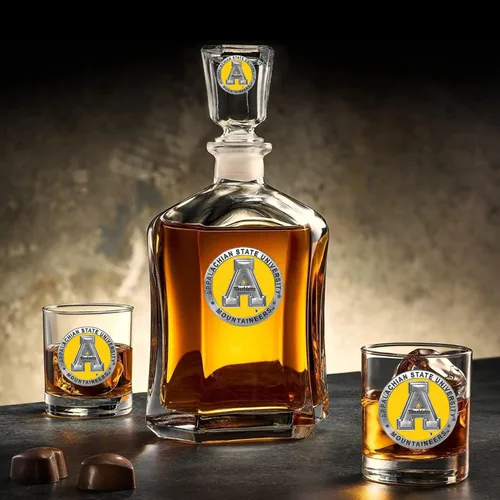 Miniatura 2 de Heritage Pewter Juego de decantador Appalachian State con 2 vasos combinados, vertedor de 24 onzas con 2 vasos dobles antiguos, vidrio de peltre
