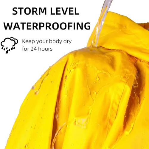 Miniatura 2 de Coralrain Impermeable largo con capucha de seguridad, impermeable, chaqueta de lluvia de emergencia, poncho para hombres, mujeres y adultos