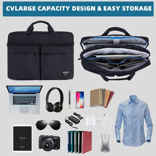 Miniatura 3 de KINGSLONG Maletín para laptop de 17.3 pulgadas para hombres y mujeres, bolsa de mensajero para laptop con correa para el hombro, bolsa cruzada