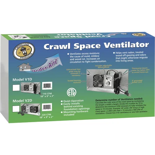 Miniatura 3 de Ventilador Tjernlund modelo Underaire, para reducir la humedad en sótanos, Gris, 1