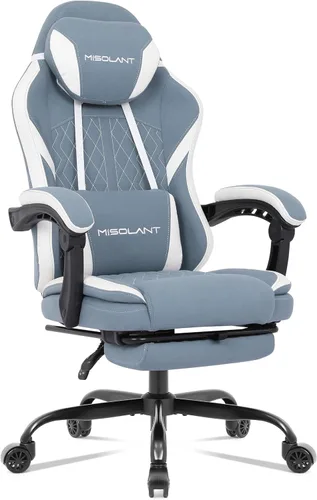 Miniatura 12 de Misolant Silla Gaming, Silla Gamer de Tela con reposapiés para Adultos, Silla Ergonómica de Computadora para Juegos de Respaldo Alto